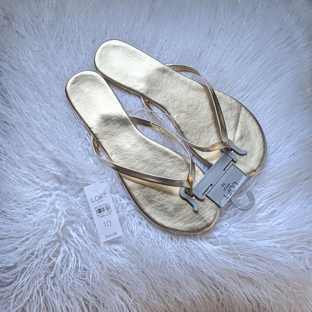 Loft Metallic Gold Flip Flops